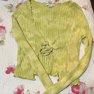 Urban Outfitters Lime Ribbed Wrap Cardigan